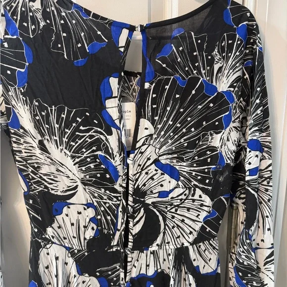 Free People Black and Blue Floral Long Sleeve Dress NWT - Picture 3 of 5